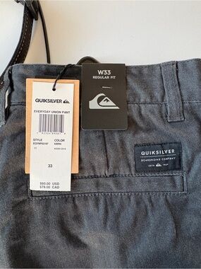 NWT Quicksilver Everyday Union Pants Sz 33